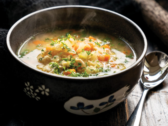 Soothing Chicken with White Lentil Soup 