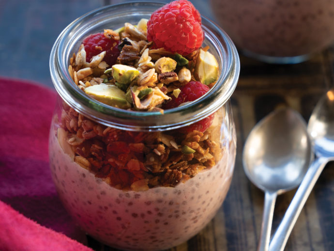 Granola Raspberry Chia Pudding