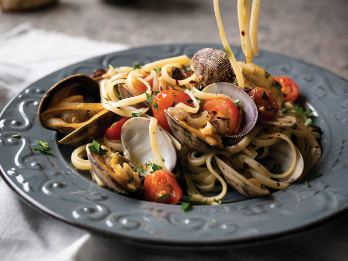 One-Pot Garlic-Laced Linguine with Baby Clams and Black Beans